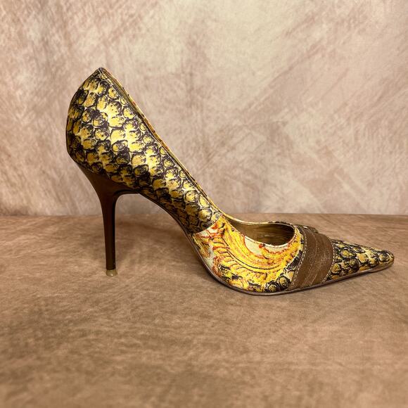 Aldo Multicolor Patchwork Pointed Toe Stiletto Rocaille High Heels Boho Y2K - Picture 8 of 11